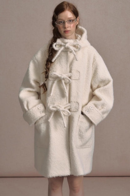 College Hooded Thick Woolen Jacket