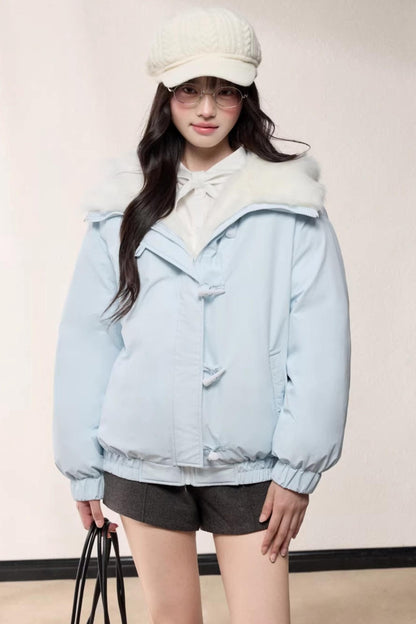 Fur Collar Hooded Cotton Coat