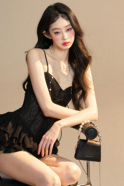 Strap Lace Mini Dress