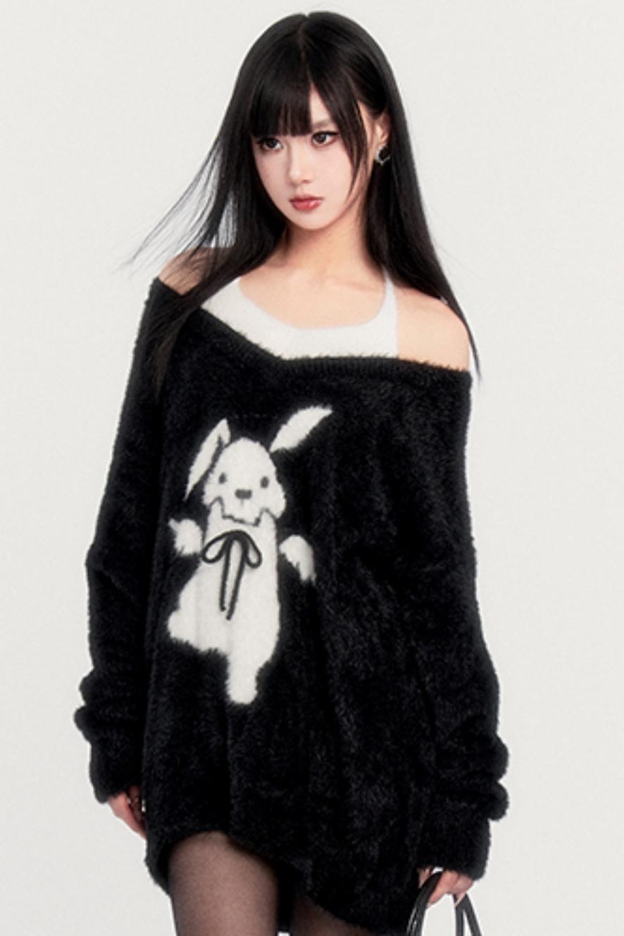 Imitation Mink Jacquard Sweater Top