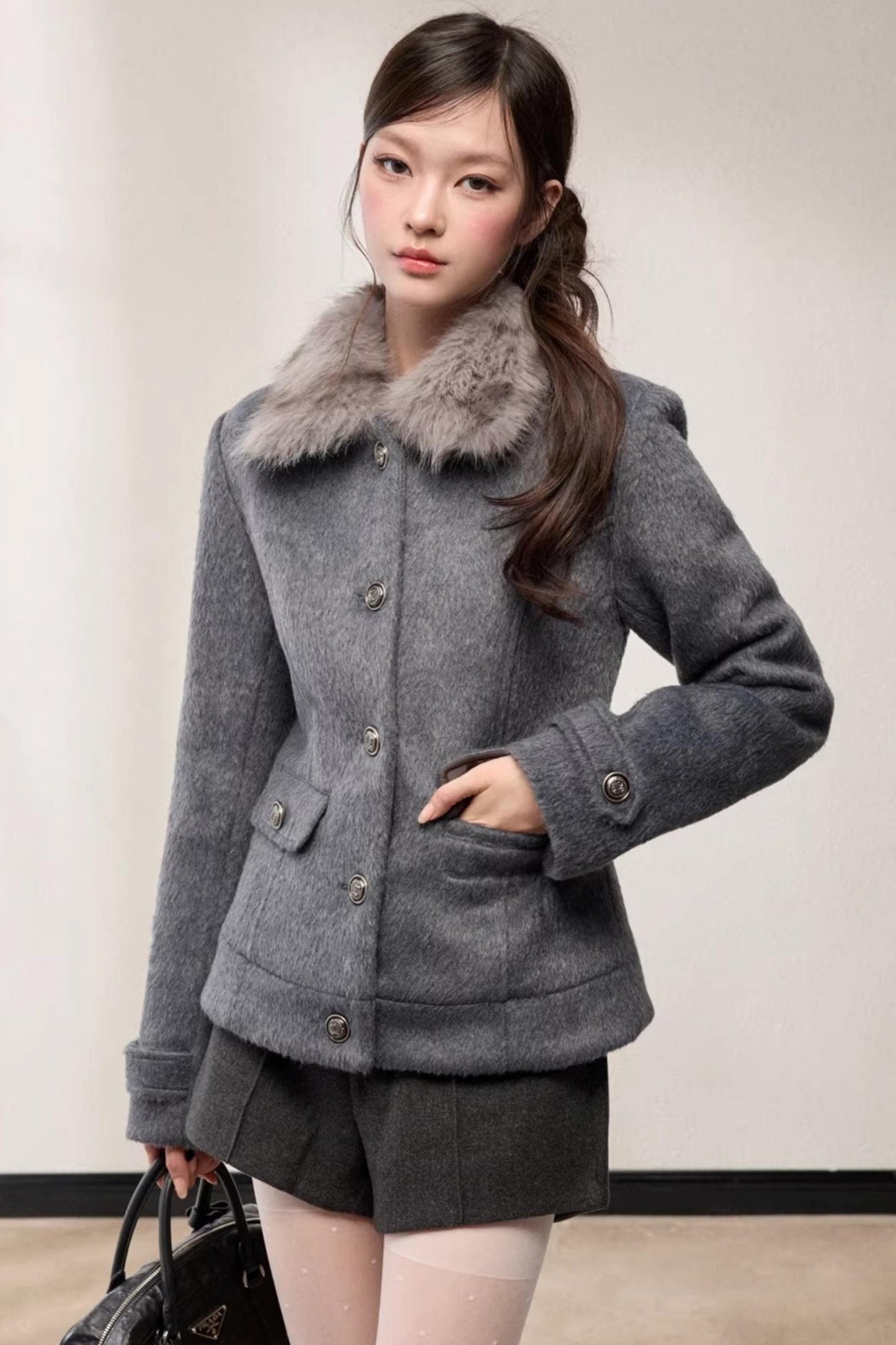 Single-Breasted Woolen Jacket
