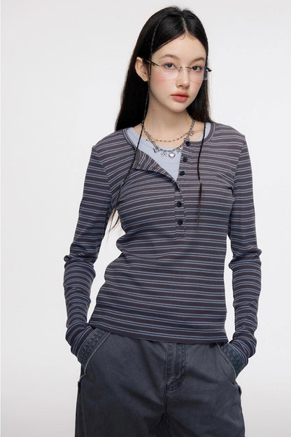 Open Front Long-Sleeved T-shirt & Vest Set-Up