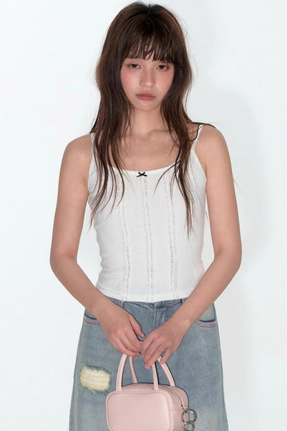 Summer Lace Suspenders Cropped Vest