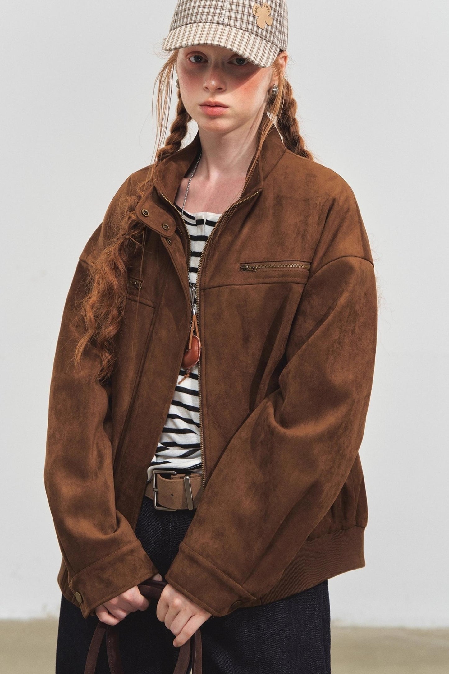 Lapel Suede Silhouette Jacket