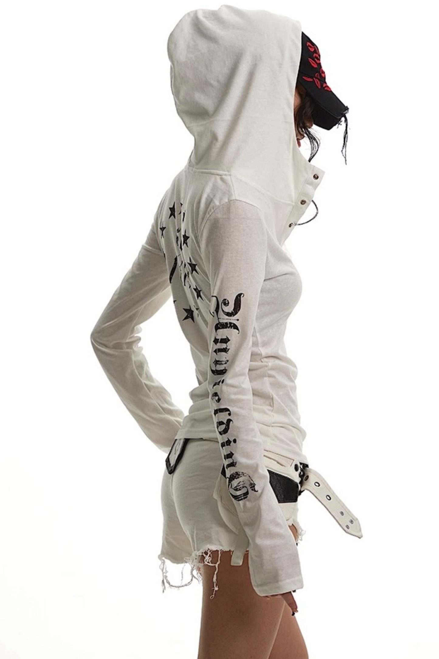 White Hooded Sunscreen Cover-Up Top