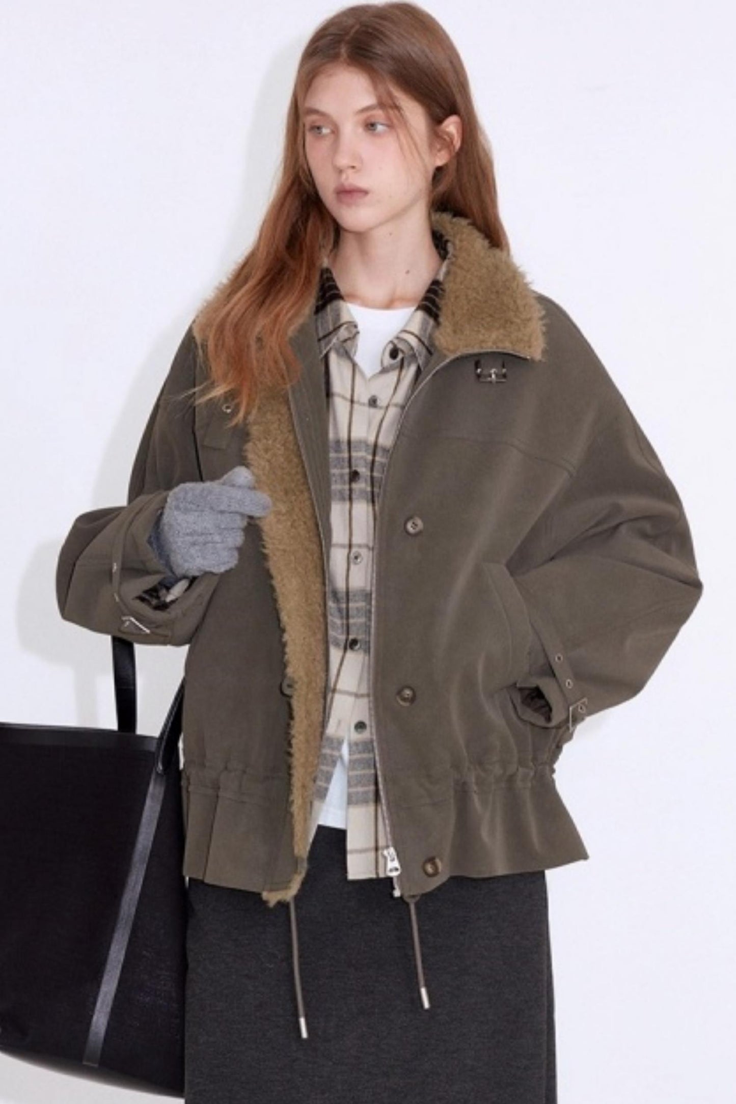 Furry Patchwork Leather Jacket