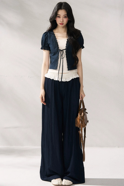Floral Lace Suspender Cardigan Set-Up