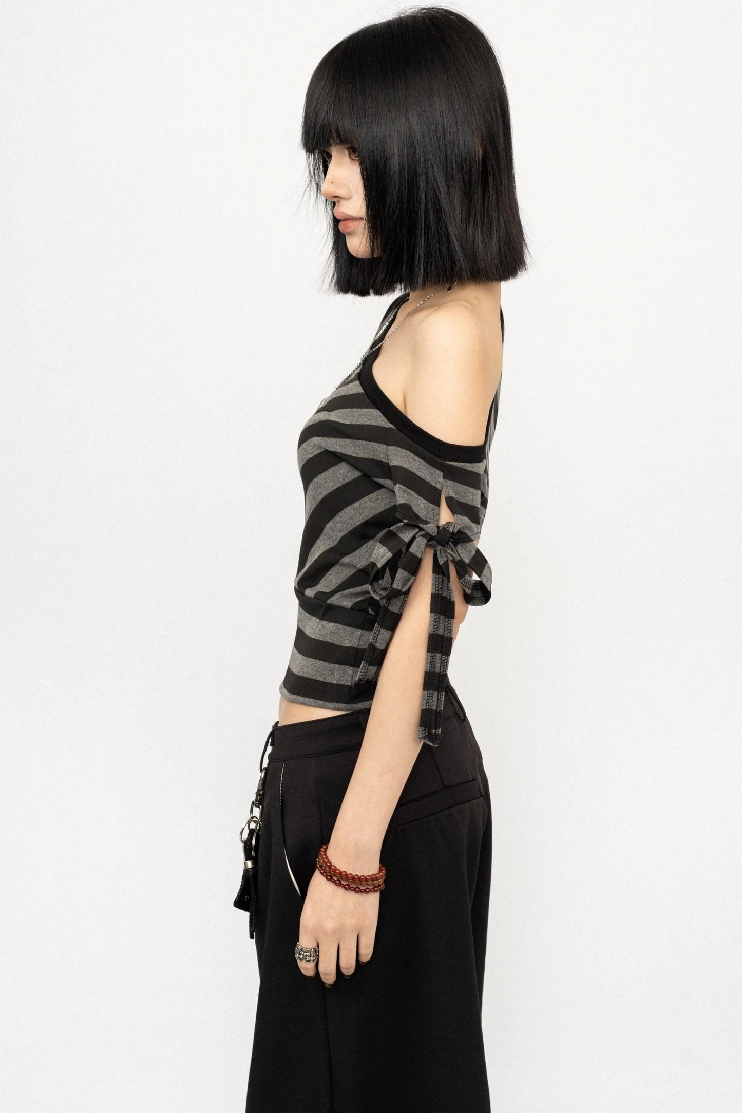 Spicy Striped Off-Shoulder Top