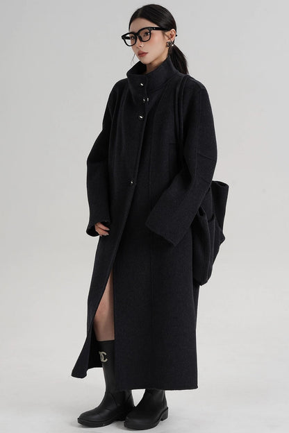 Temperament Stand-Up Woolen Coat