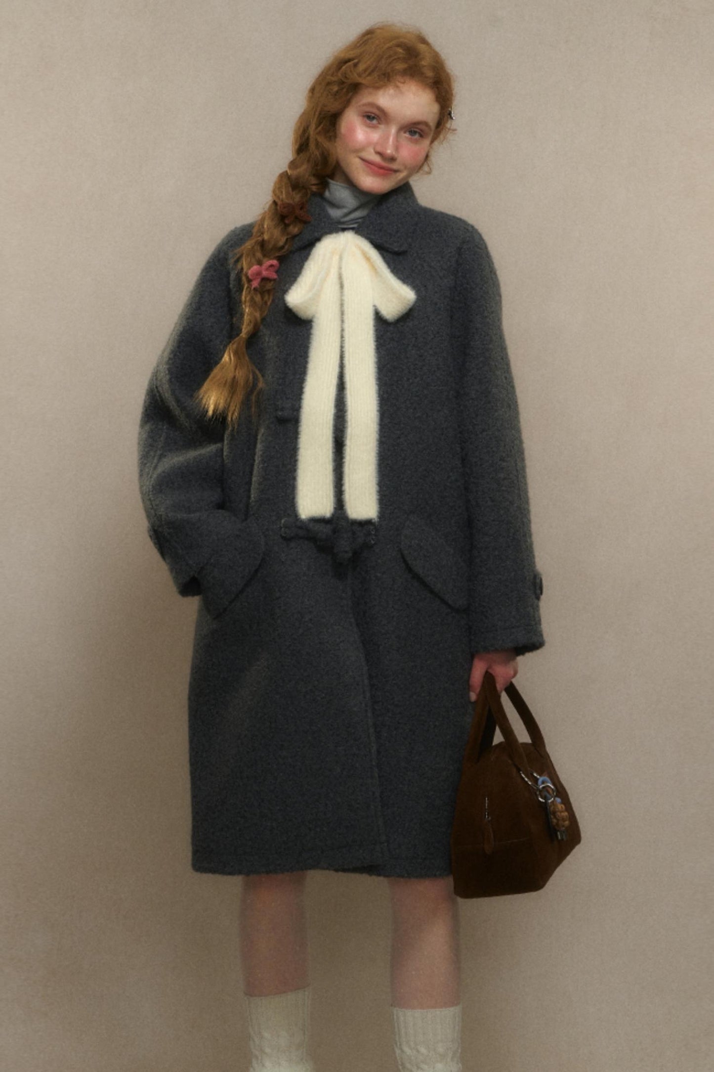 Winter Wool Coat With Horn Buttons