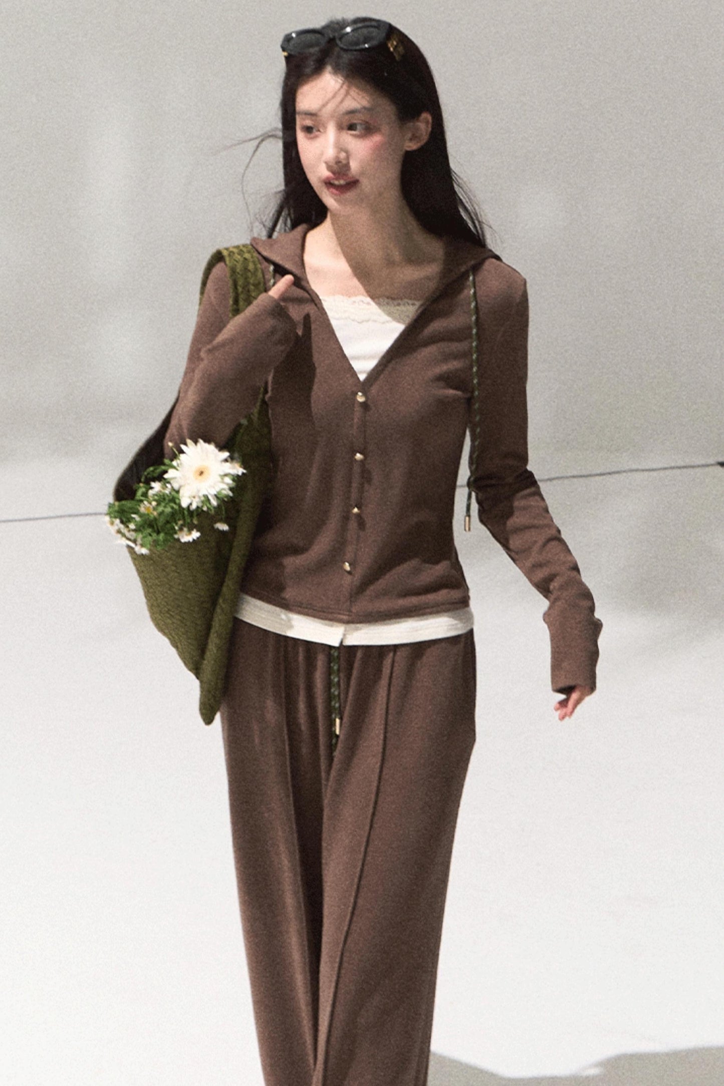 Tears Knit Top & Wide-Leg Pants Set-Up