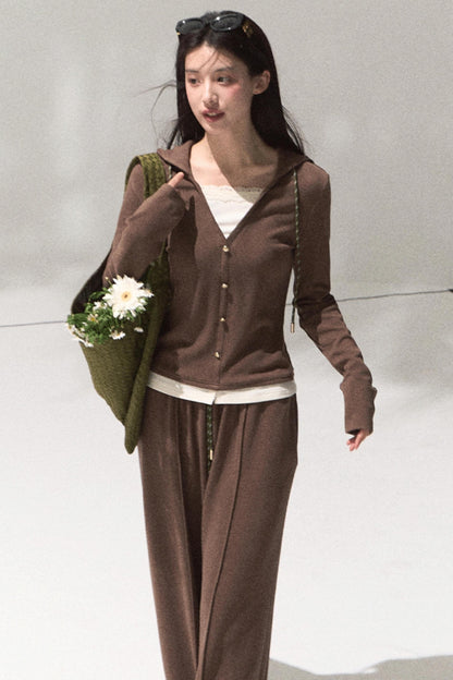 Tears Knit Top & Wide-Leg Pants Set-Up