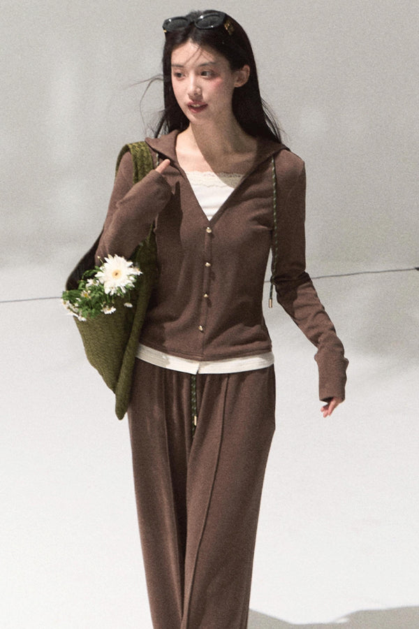 Tears Knit Top & Wide-Leg Pants Set-Up