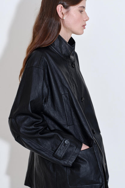 Soft Leather Multi-Pocket Jacket