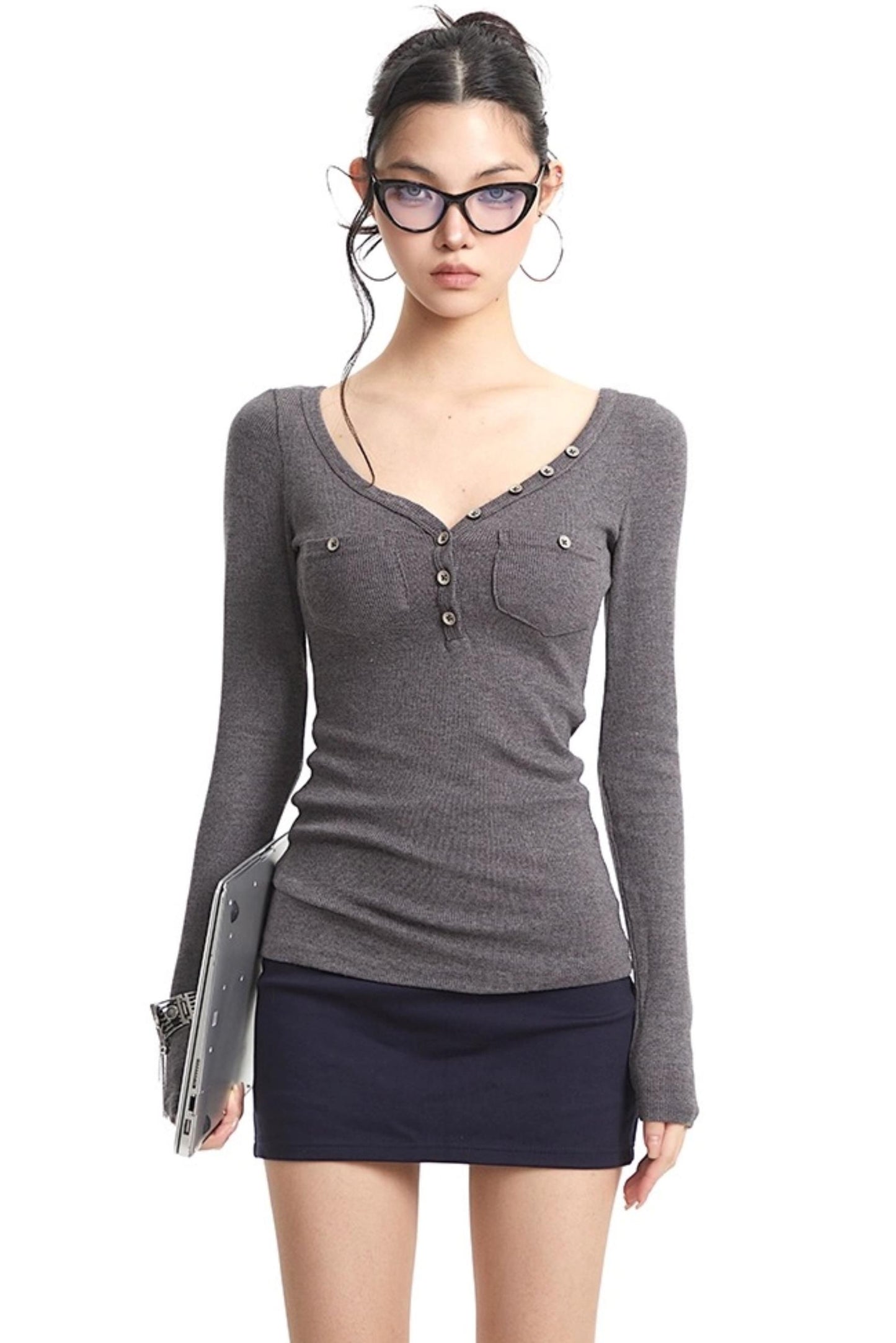 Slim Knit Long Sleeve Shirt