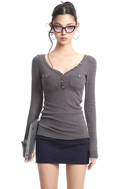 Slim Knit Long Sleeve Shirt