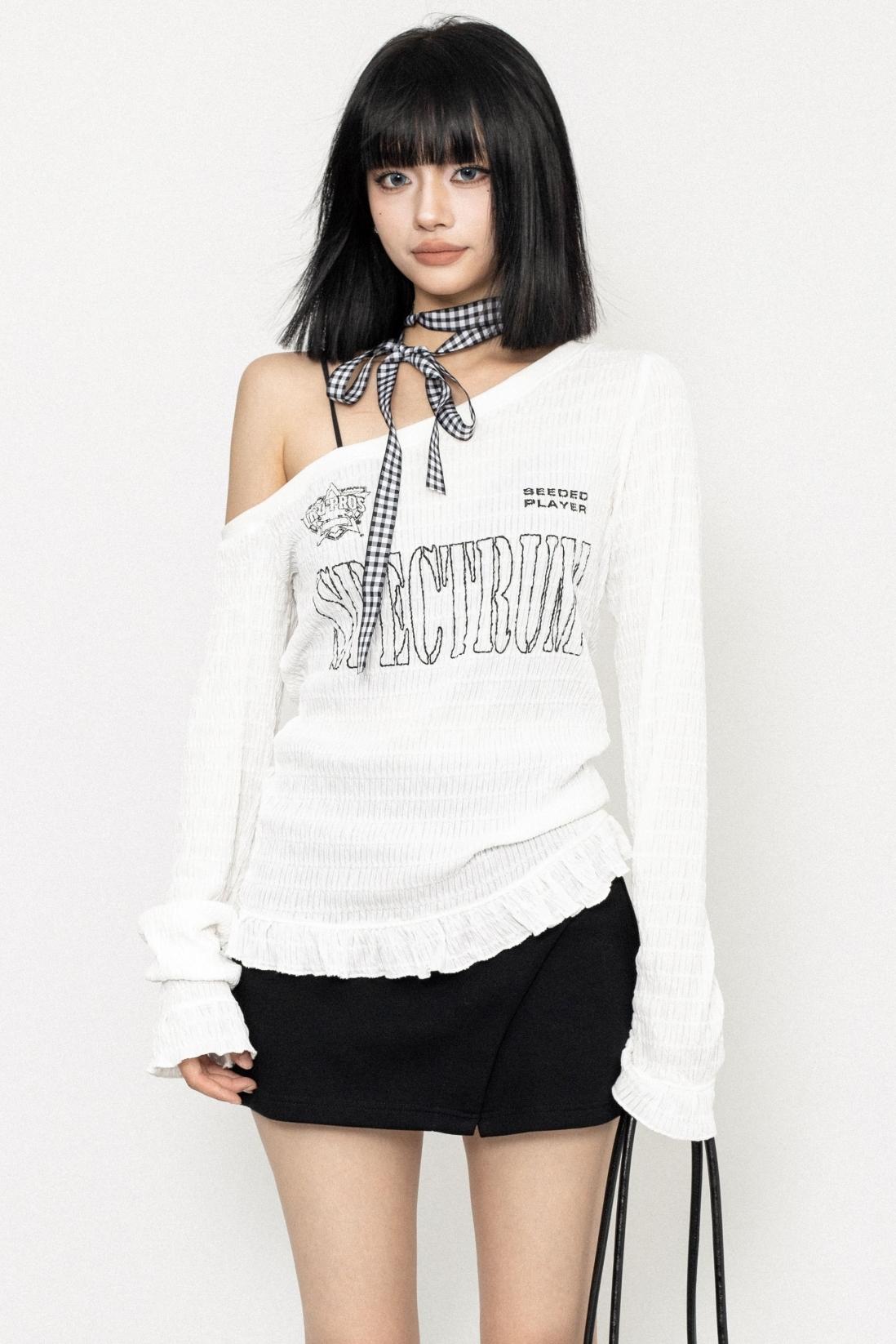 SLANTED SHOULDER FULL SLEEVE TOP