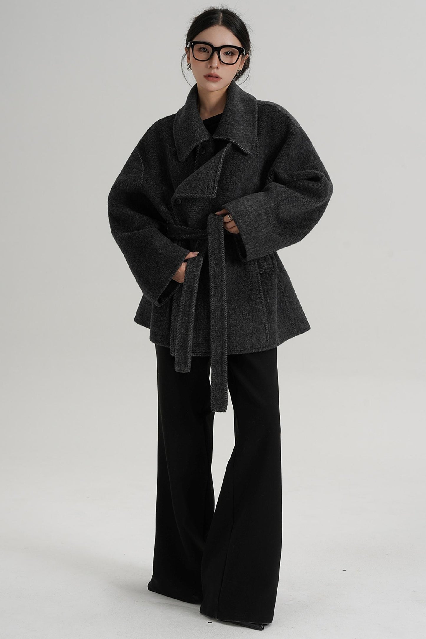 Winter Style Lace-Up Woolen Jacket