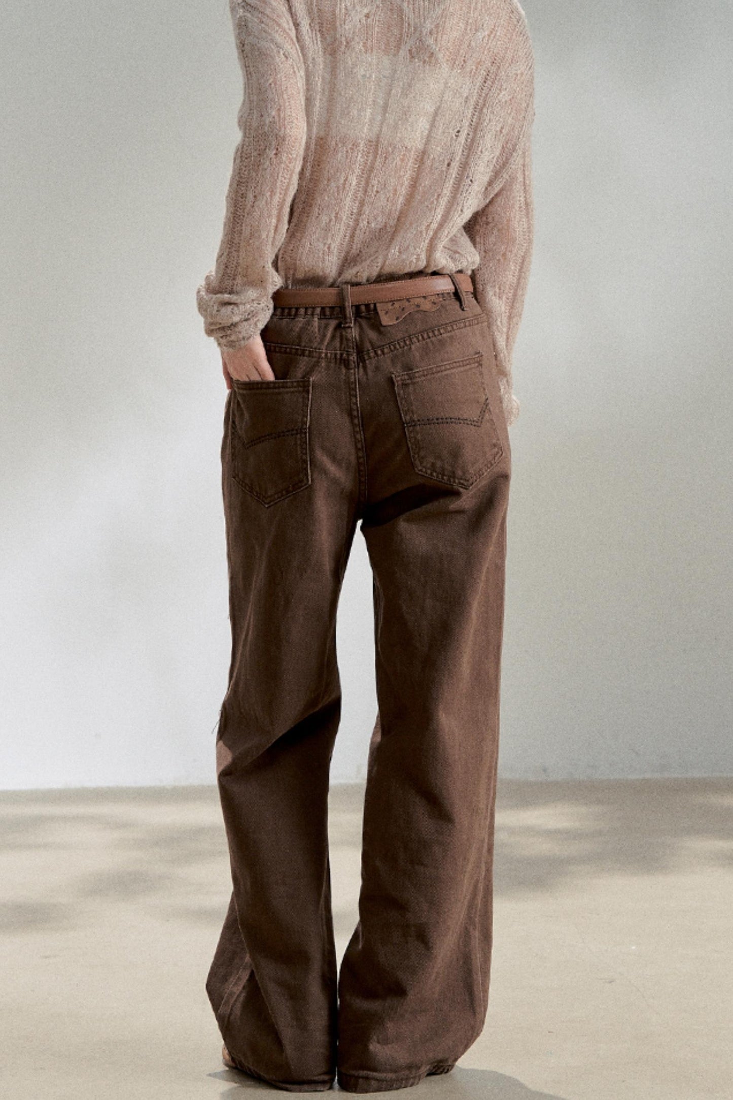 Vintage Dark Brown Straight Jeans