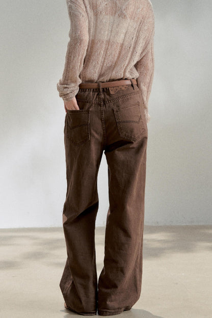 Vintage Dark Brown Straight Jeans