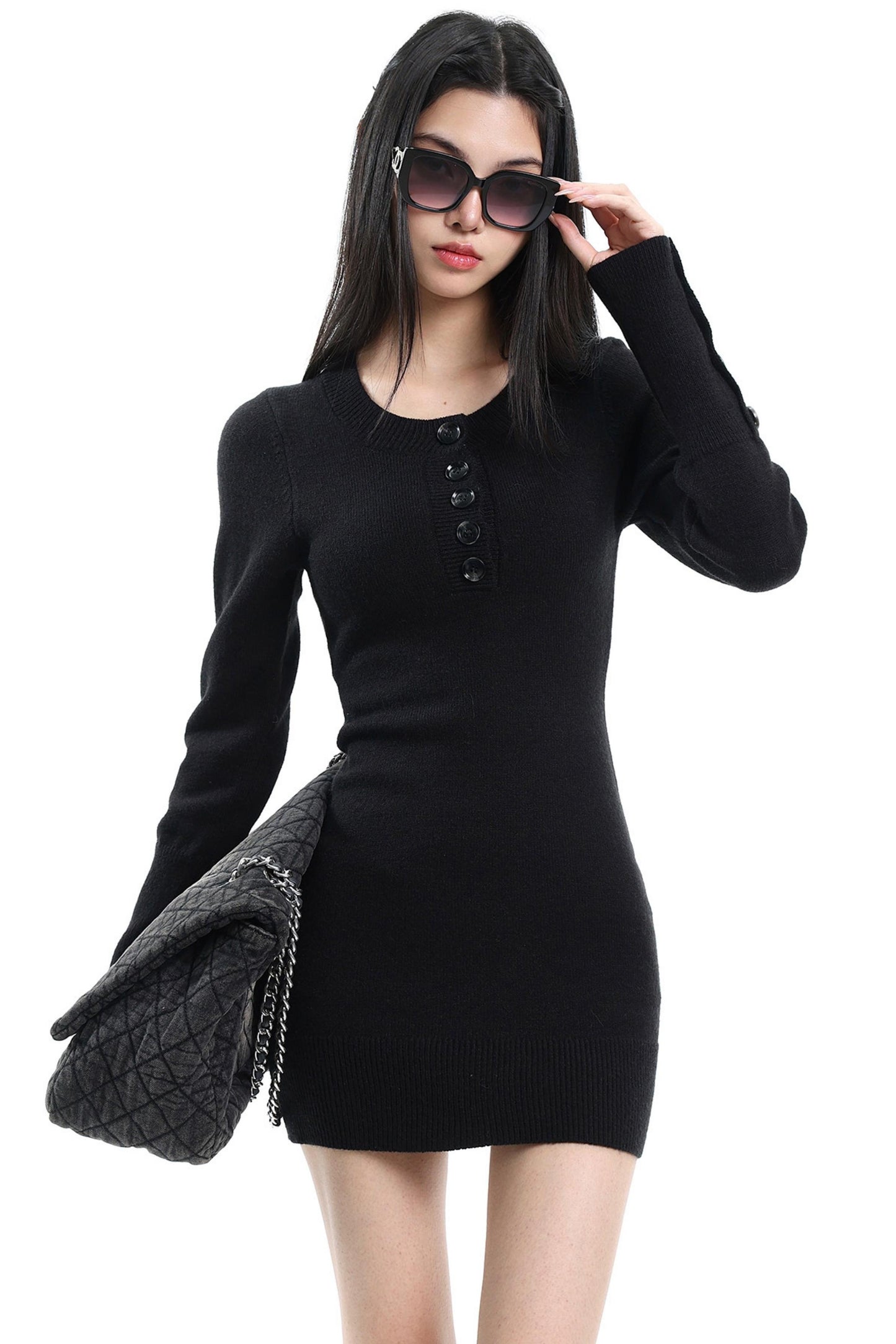 Khaki Knitted Spring Dress