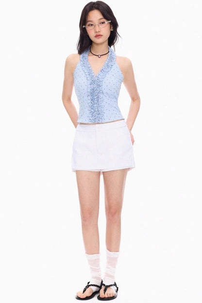 Colorblock V-Neck Lace Tank