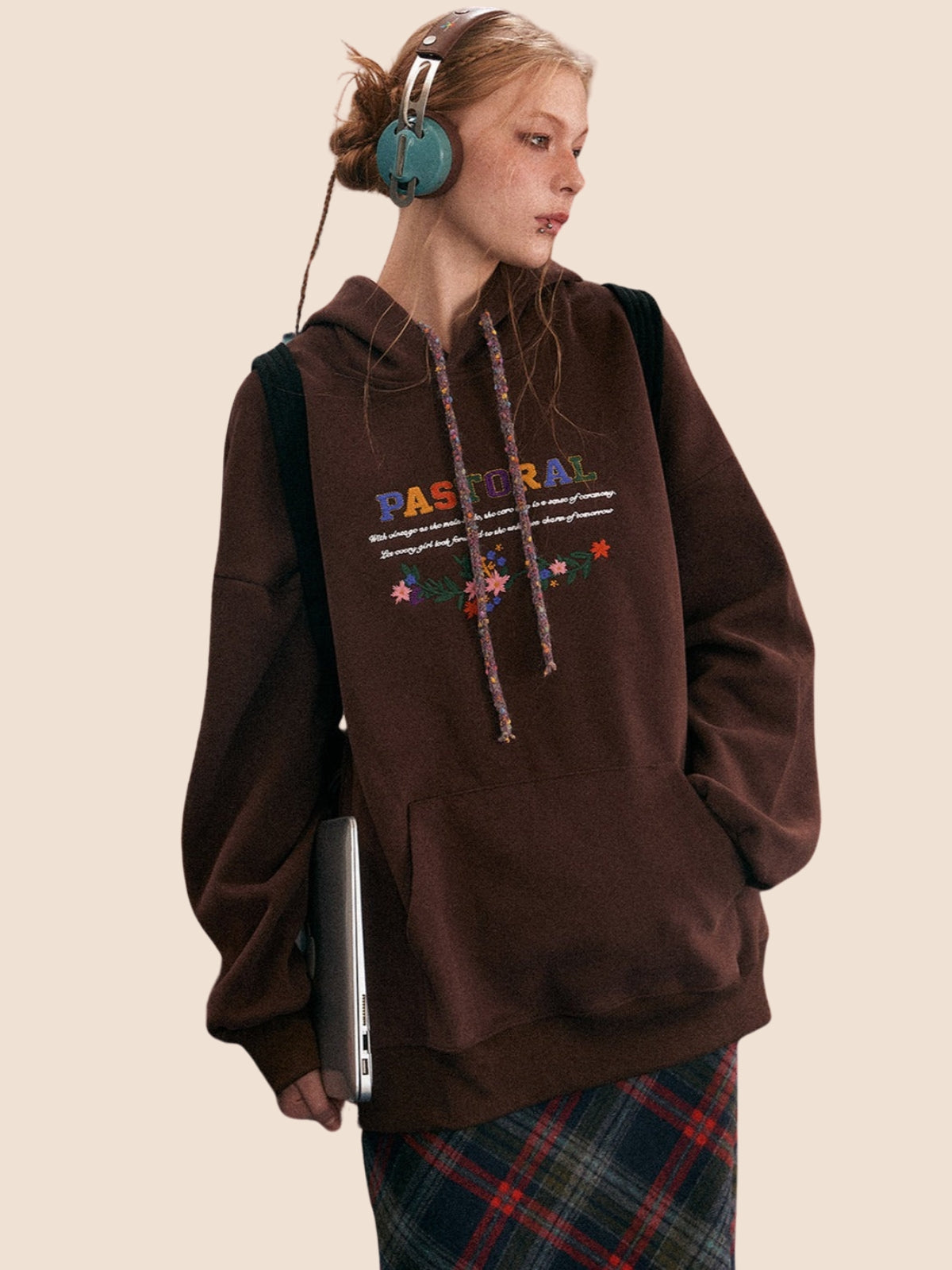 Vintage Embroidered Hooded Sweatshirt