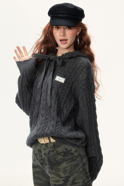 Lazy Cable Hooded Top