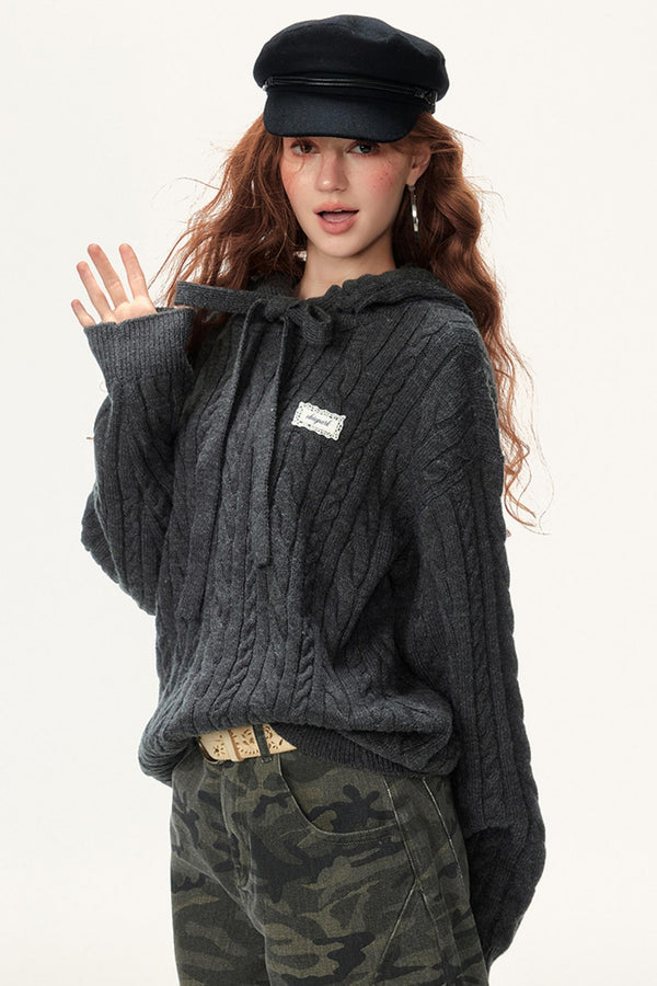 Lazy Cable Hooded Top