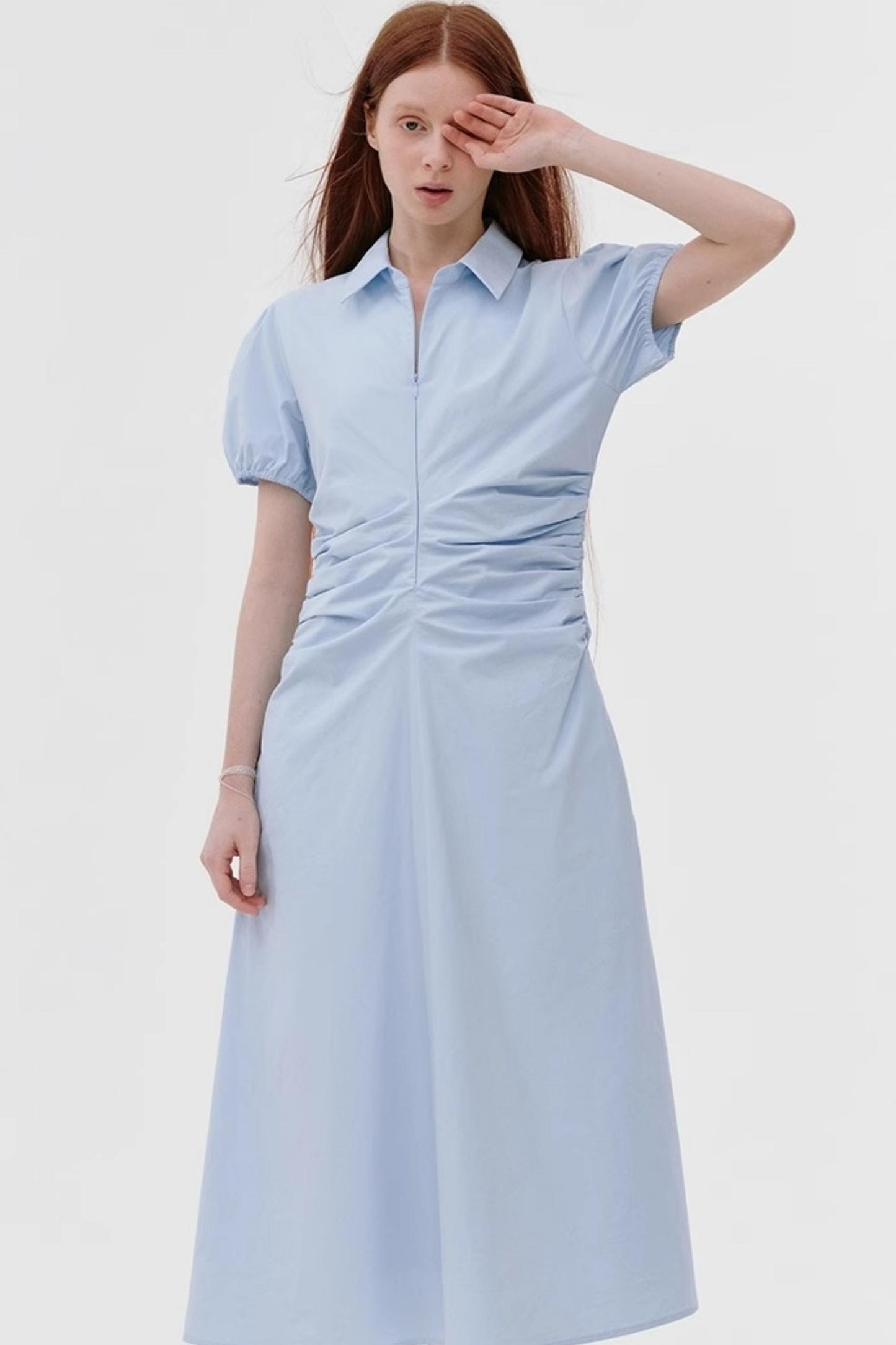 Summer Chic Pleated Bubble Sleeve Dress