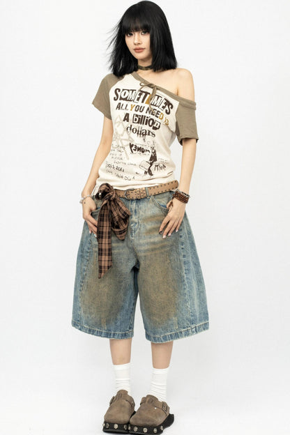 Distressed Denim Shorts