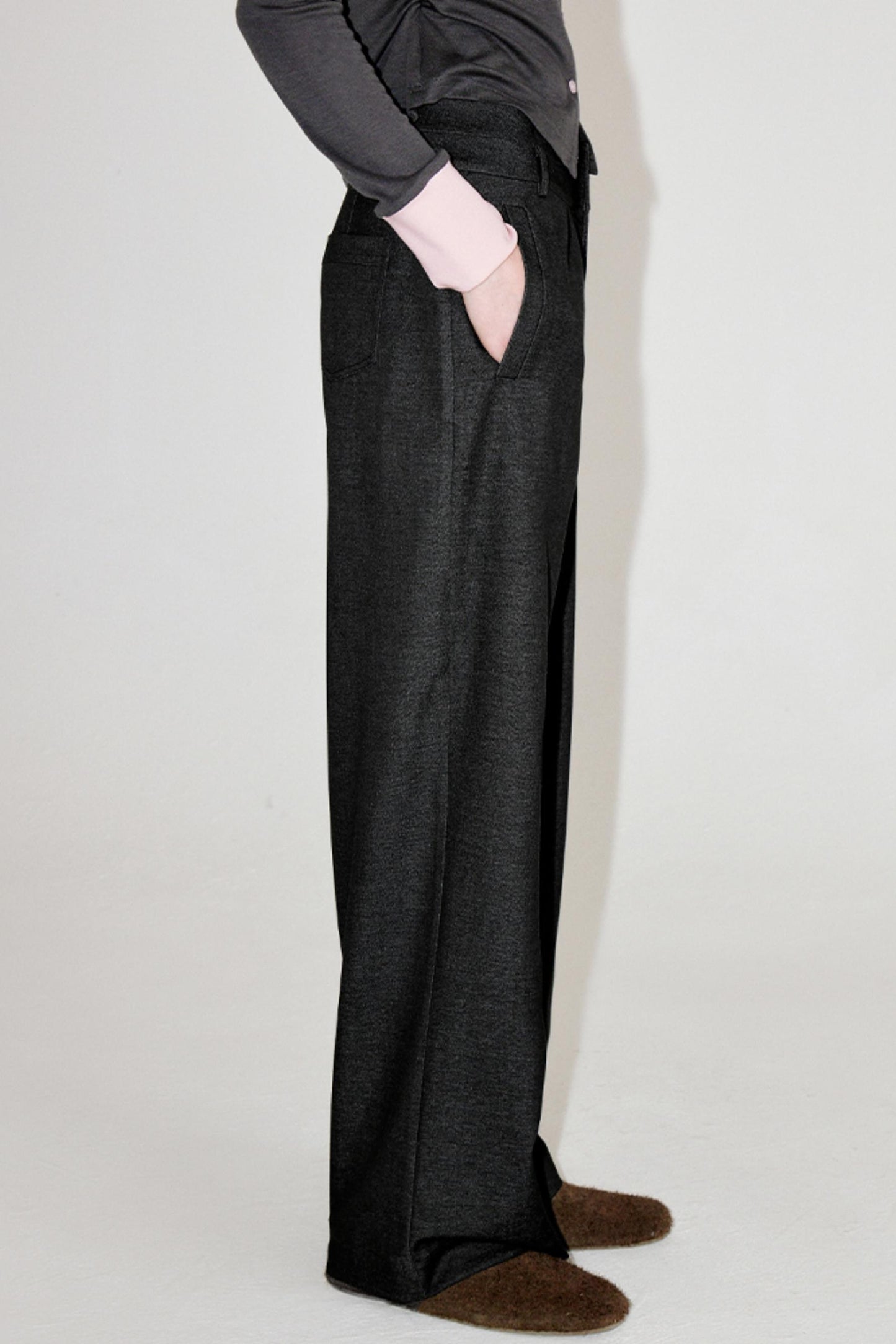 Sophisticated Double-Waistband Suit Pants