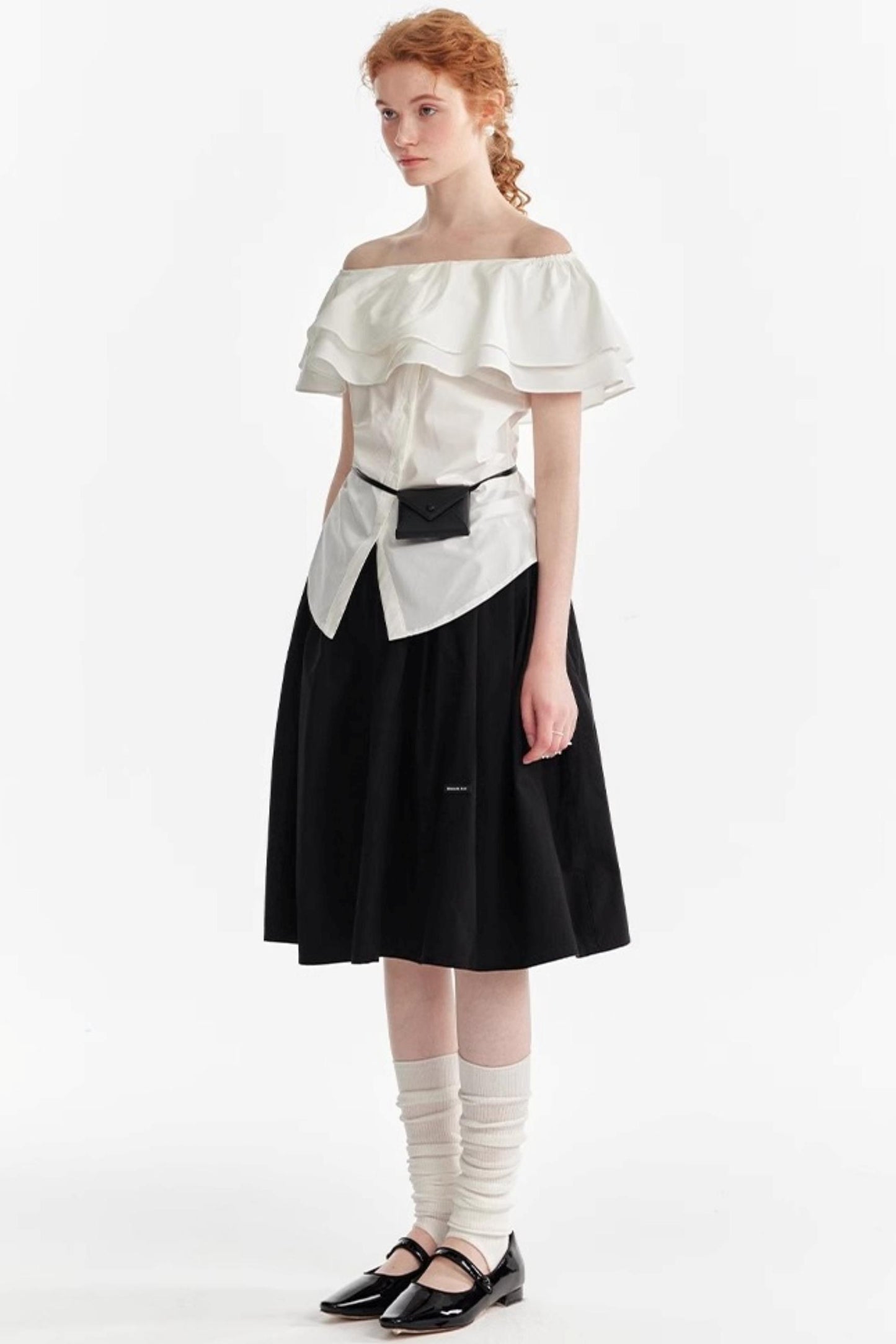 Blue Asymmetrical Ruffle Top