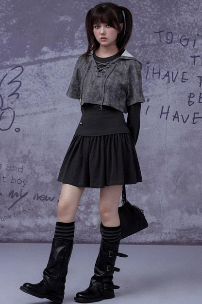 Gray Star Cat Ear Dress Set