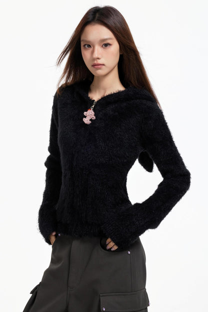 Swingable Hooded Plush Coat