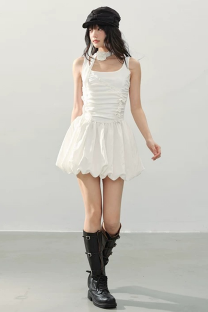Vestido blanco con volantes Luna
