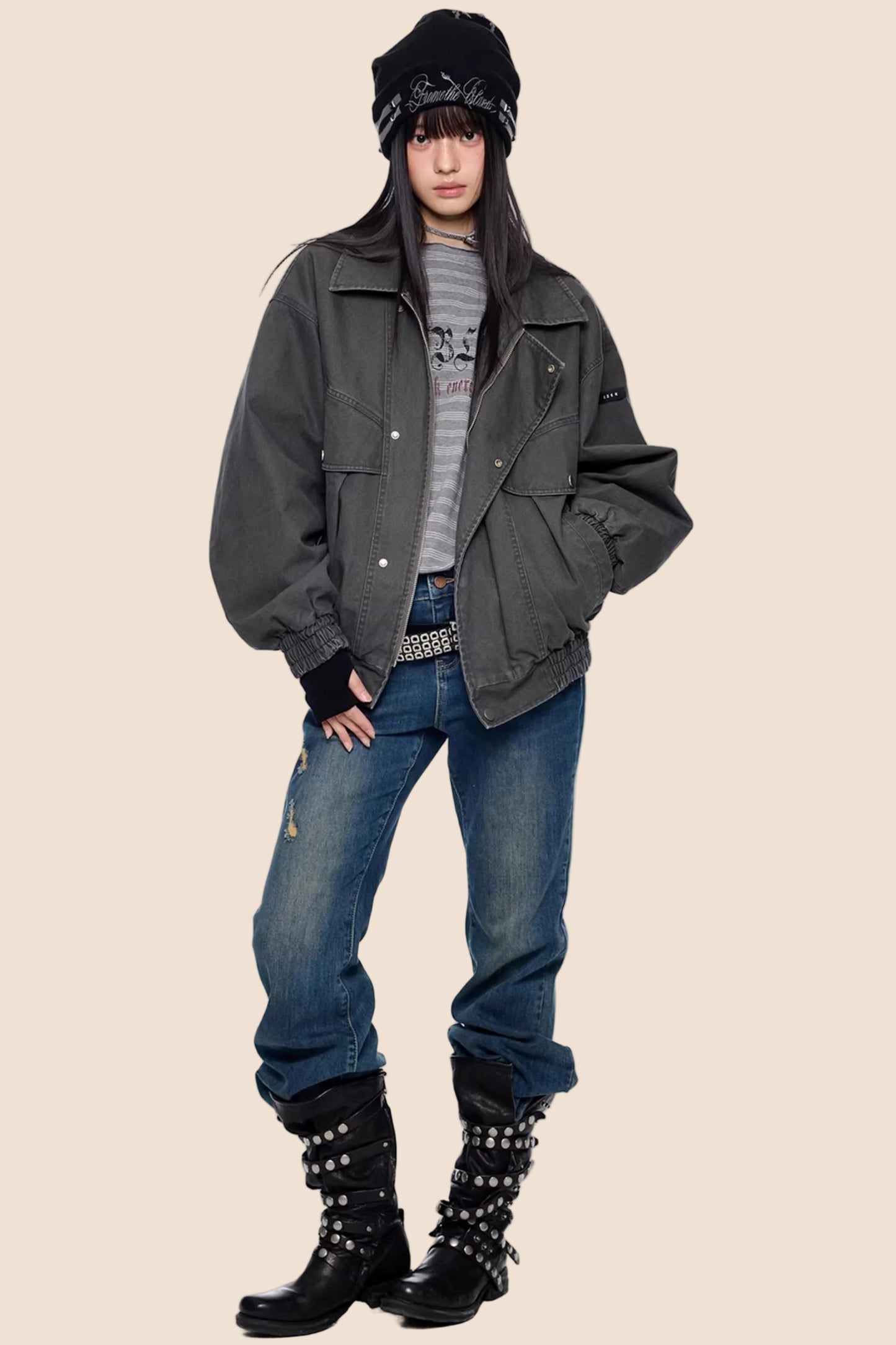 Retro gewaschene Jeansjacke