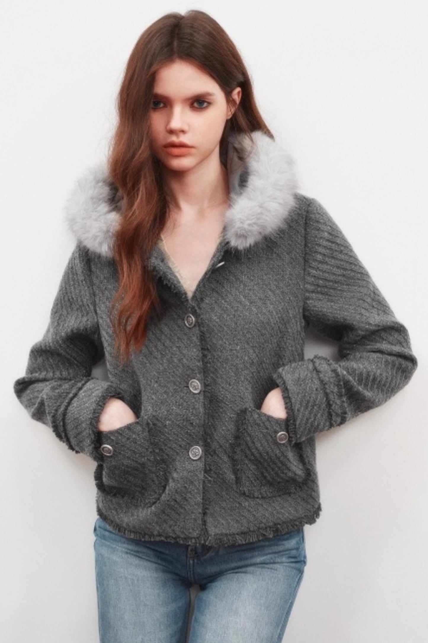Winter Metal Buckle Wool Jacket