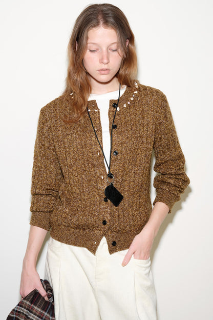 Floral Yarn Knitted Cardigan