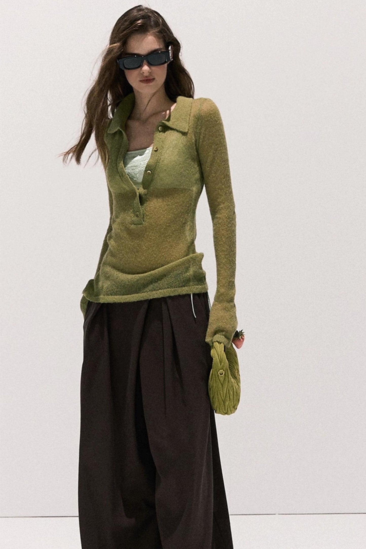 Tencel Wool Pleats Wide-Leg Pants