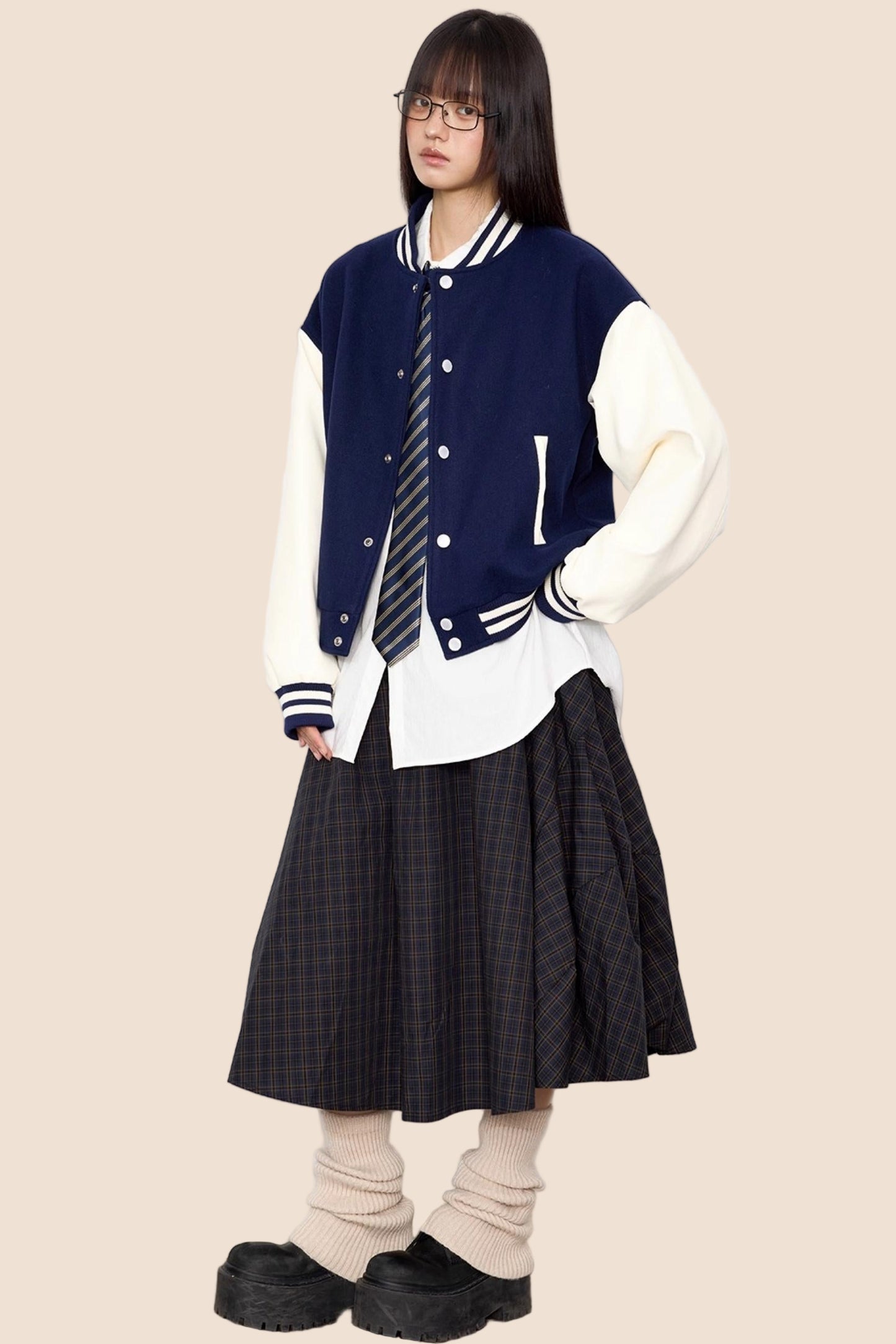 Patchwork Contrast Baseball Jersey Jacket