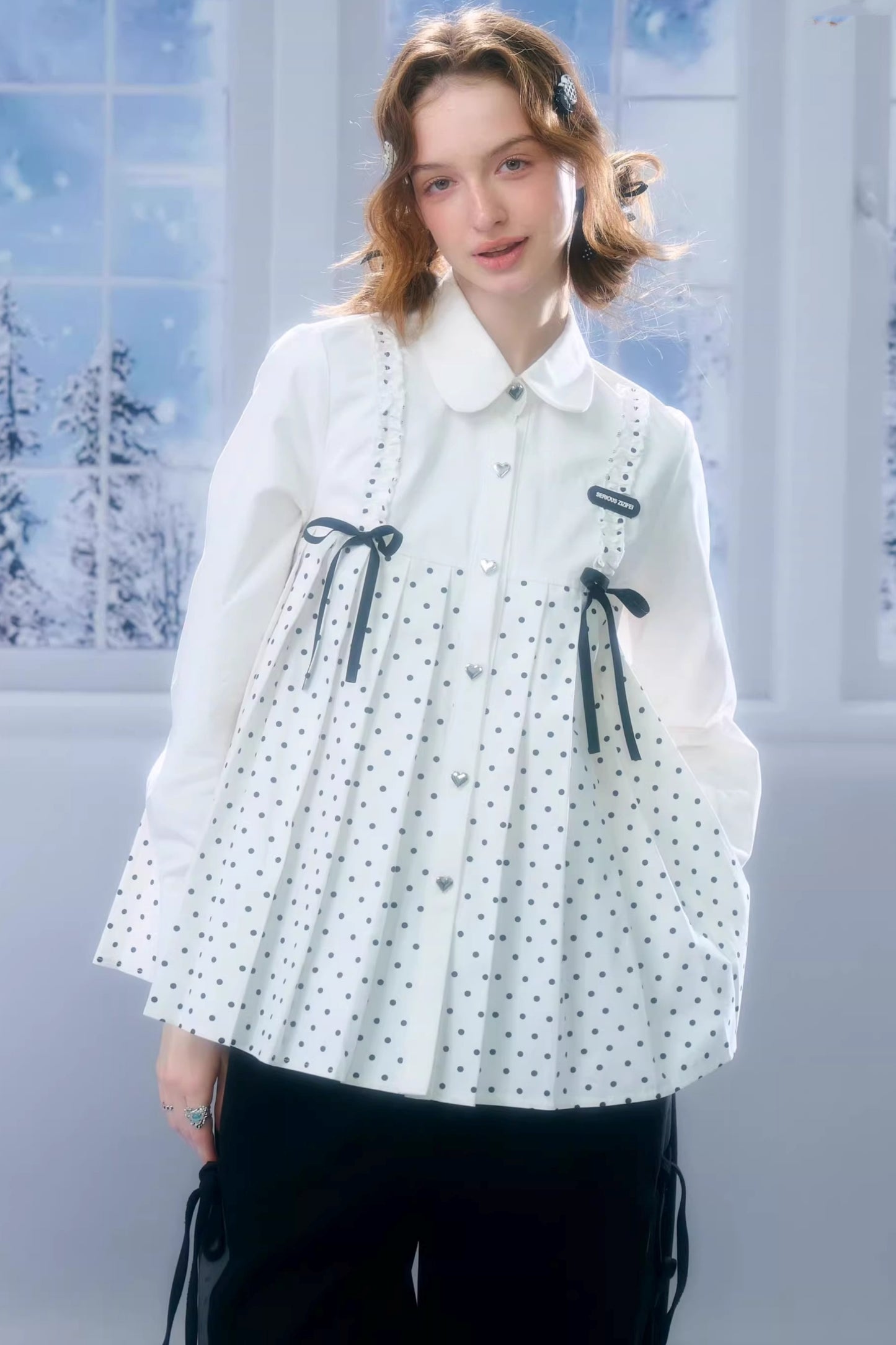 Bow Doll Collar Long Sleeve Shirt