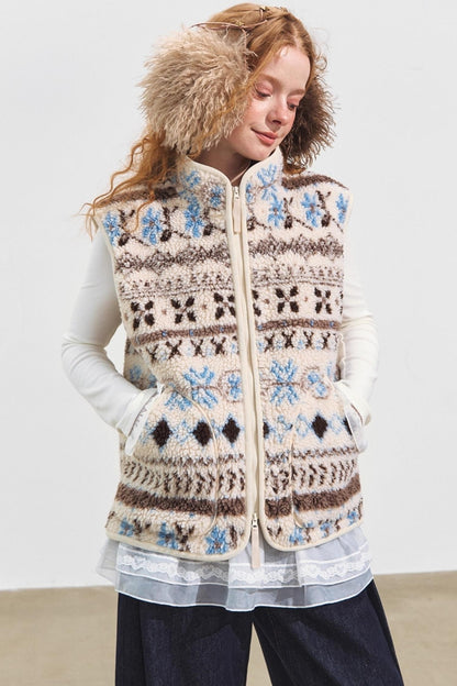 Fair Isle Jacquard Fleece Vest
