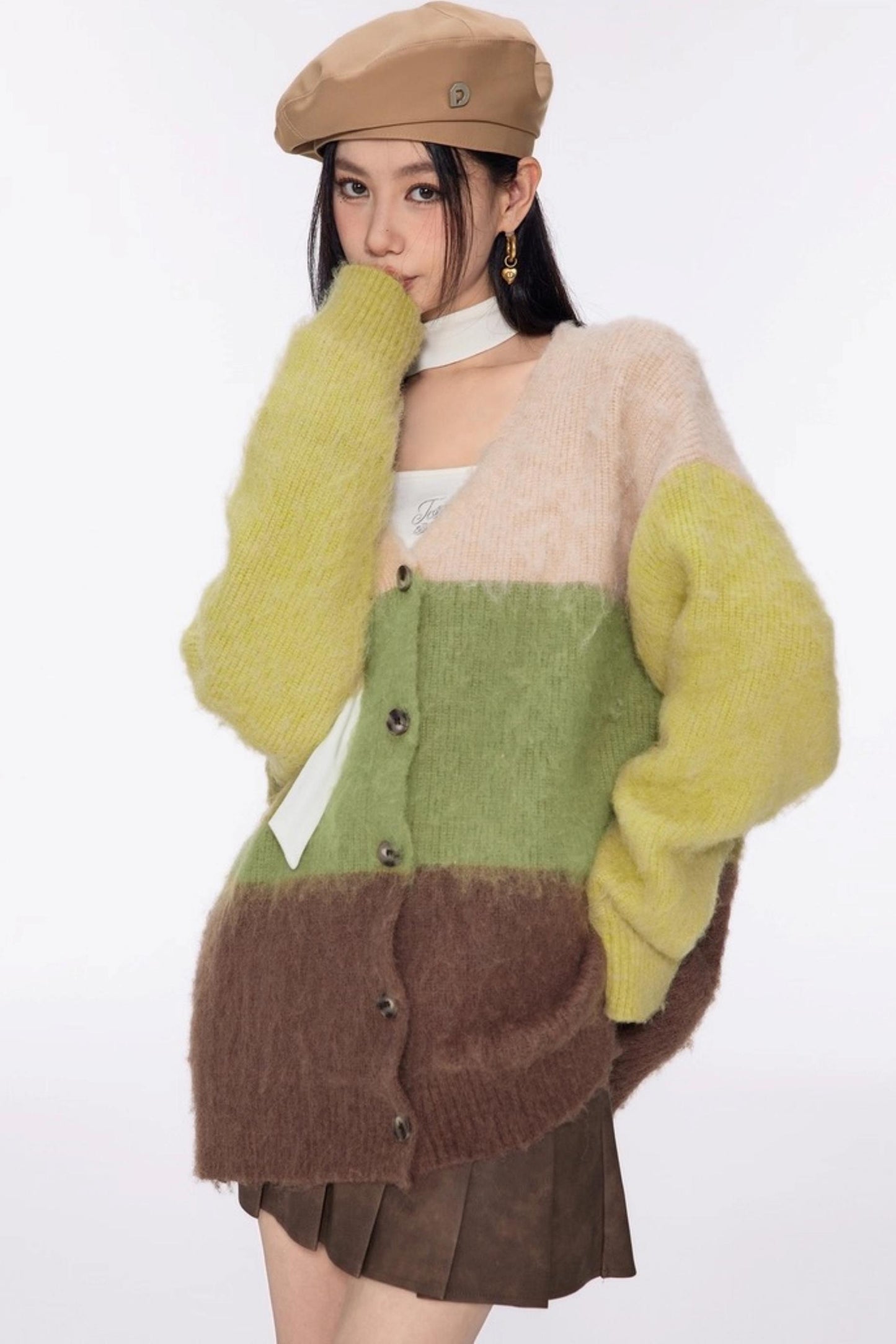 Vintage Lazy V-Neck Cardigan