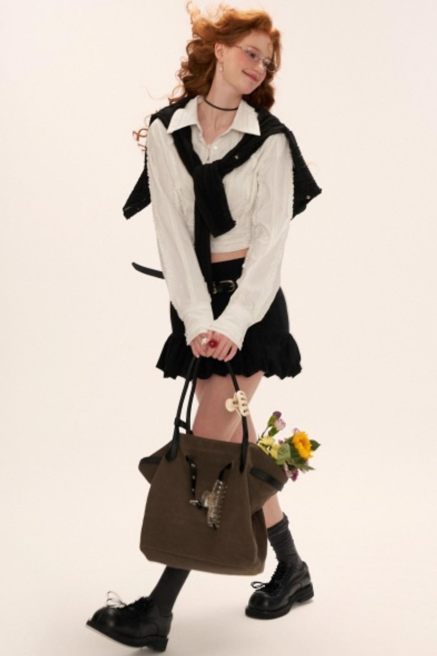 Layered Striped White Short Shirt