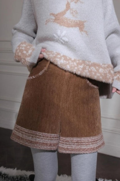 Red Sand Corduroy Wool Shorts