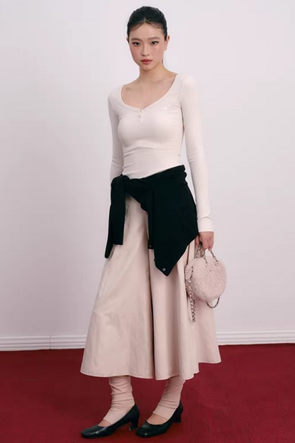 Vintage Pleated Skirt Pants