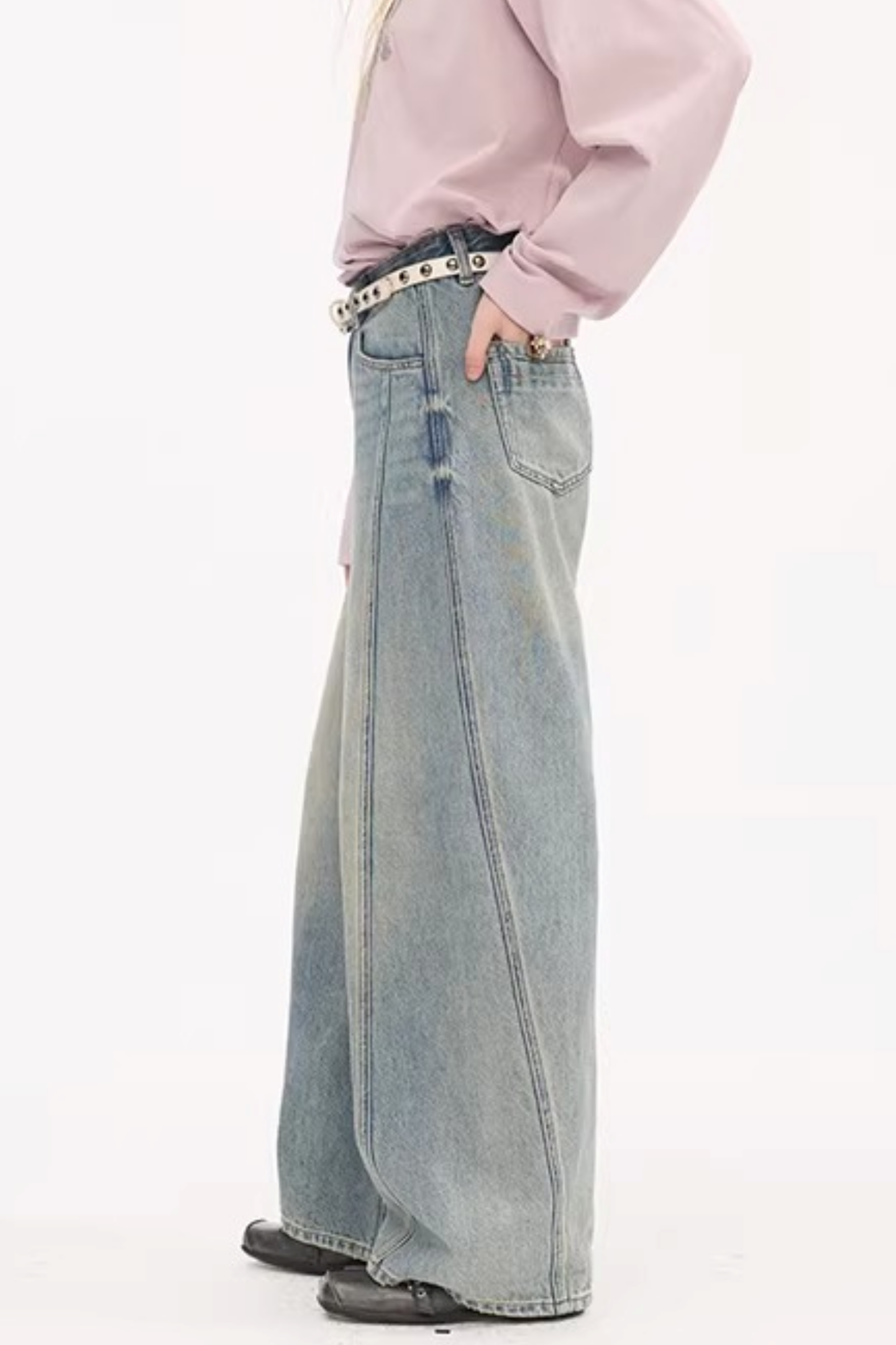 Split Hem Stretchy Denim Pants