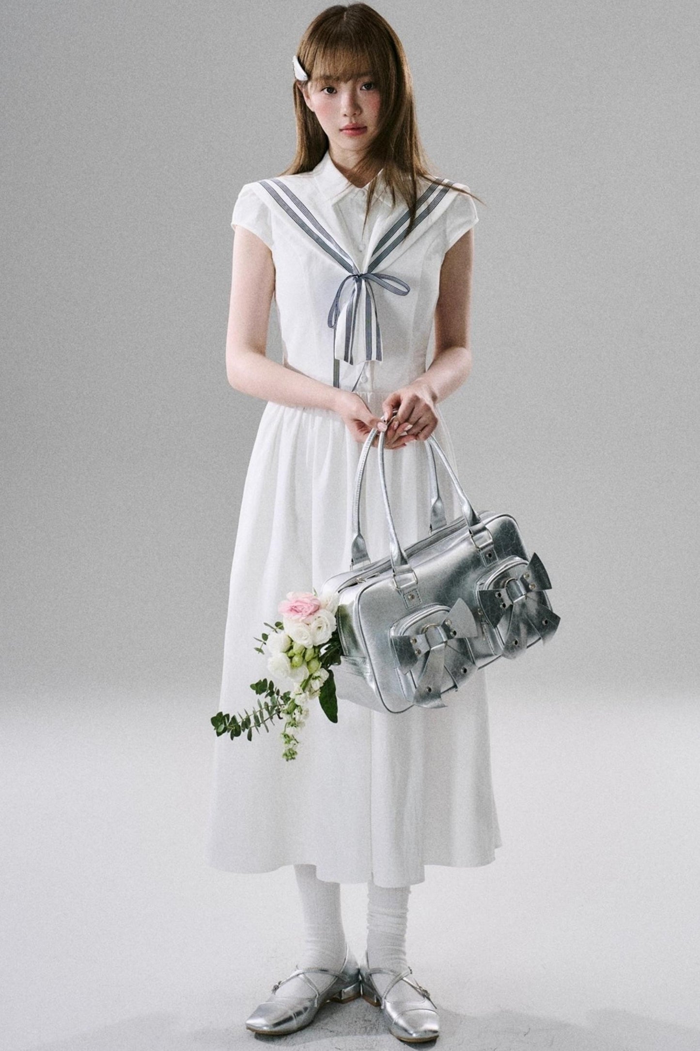 Minimal Sailor-Inspired Long Dress