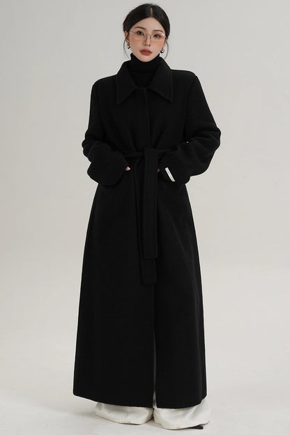 Elegant Extra-Long Wool Coat